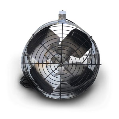 A whole house fan mounted in the attic of a home in Auburn, California, with open windows and cool air circulating throughout the interior
